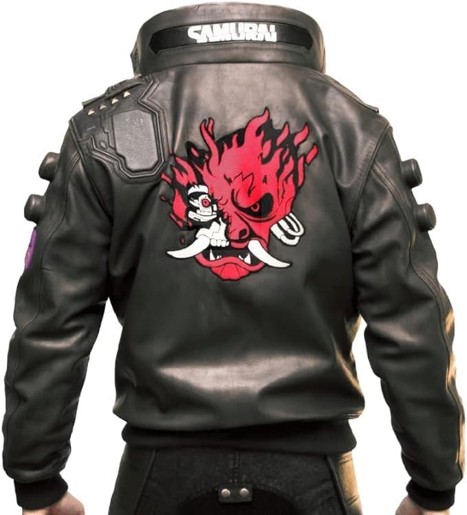 Men's Original Cyborg Samurai Pitch Black Cosplay Punk Bomber Jacket for Men - Cyber Cosplay Men's Jacket