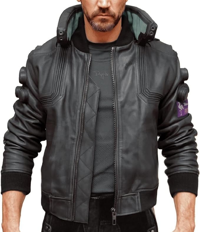 Men's Original Cyborg Samurai Pitch Black Cosplay Punk Bomber Jacket for Men - Cyber Cosplay Men's Jacket